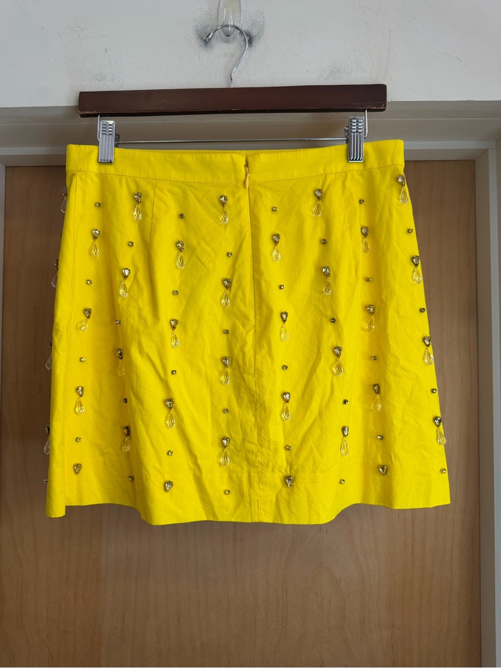 NWT! J.Crew Collection Yellow Embellished Mini Skirt - Crystal Detail. Size: 6 - Picture 5 of 6